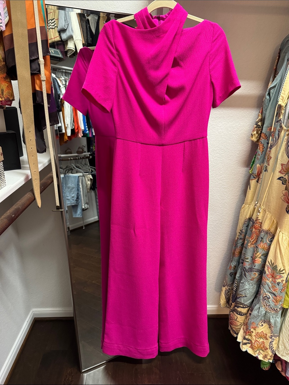 Black Halo Fuchsia Short-Sleeve Mercer Jumpsuit